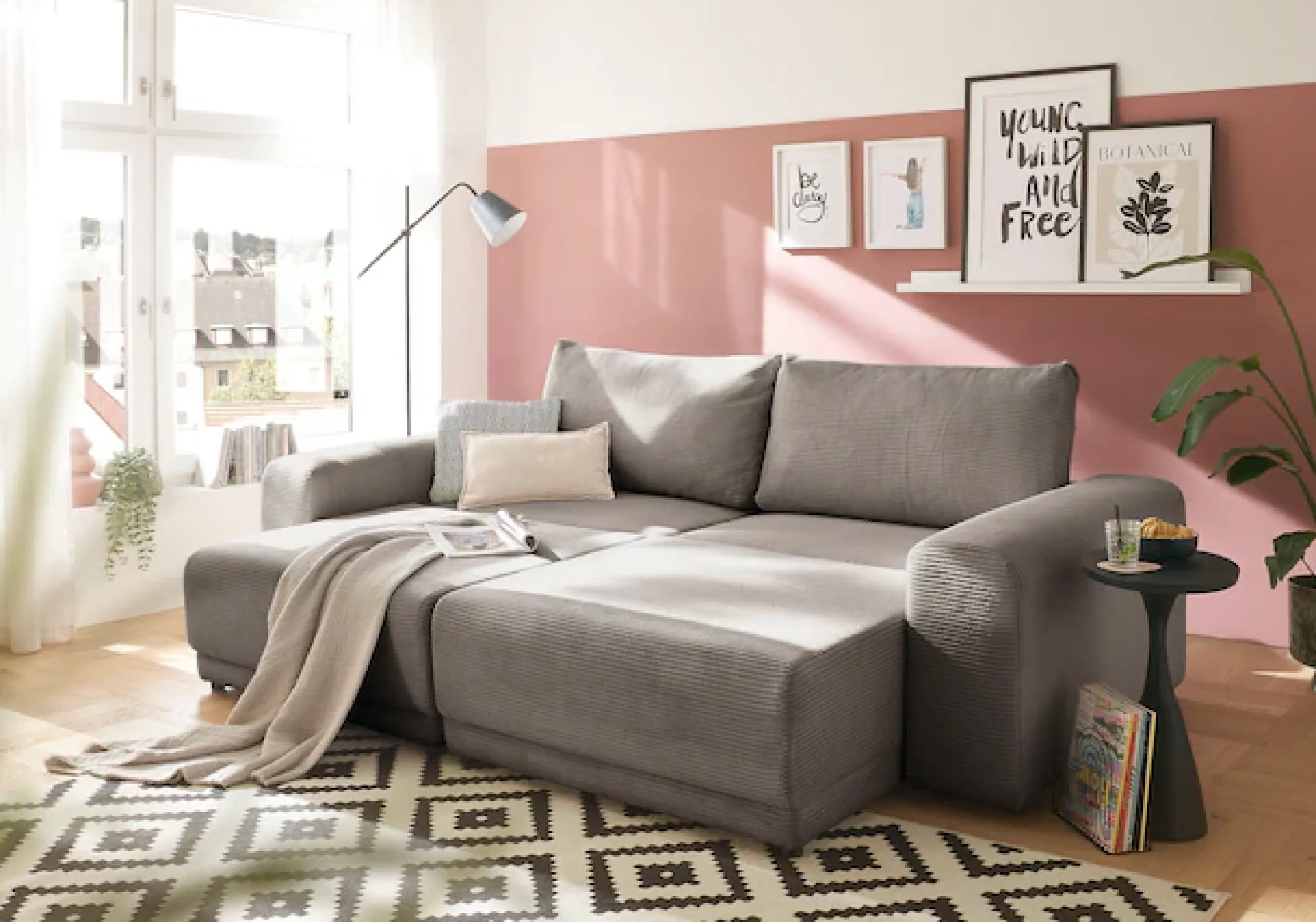 OTTO home Schlafsofa »PHEELIX Cord, mit 3 Funktionen« Elemente einzeln oder gleichzeitig ausziehbar, bequemer Sitzkomfort