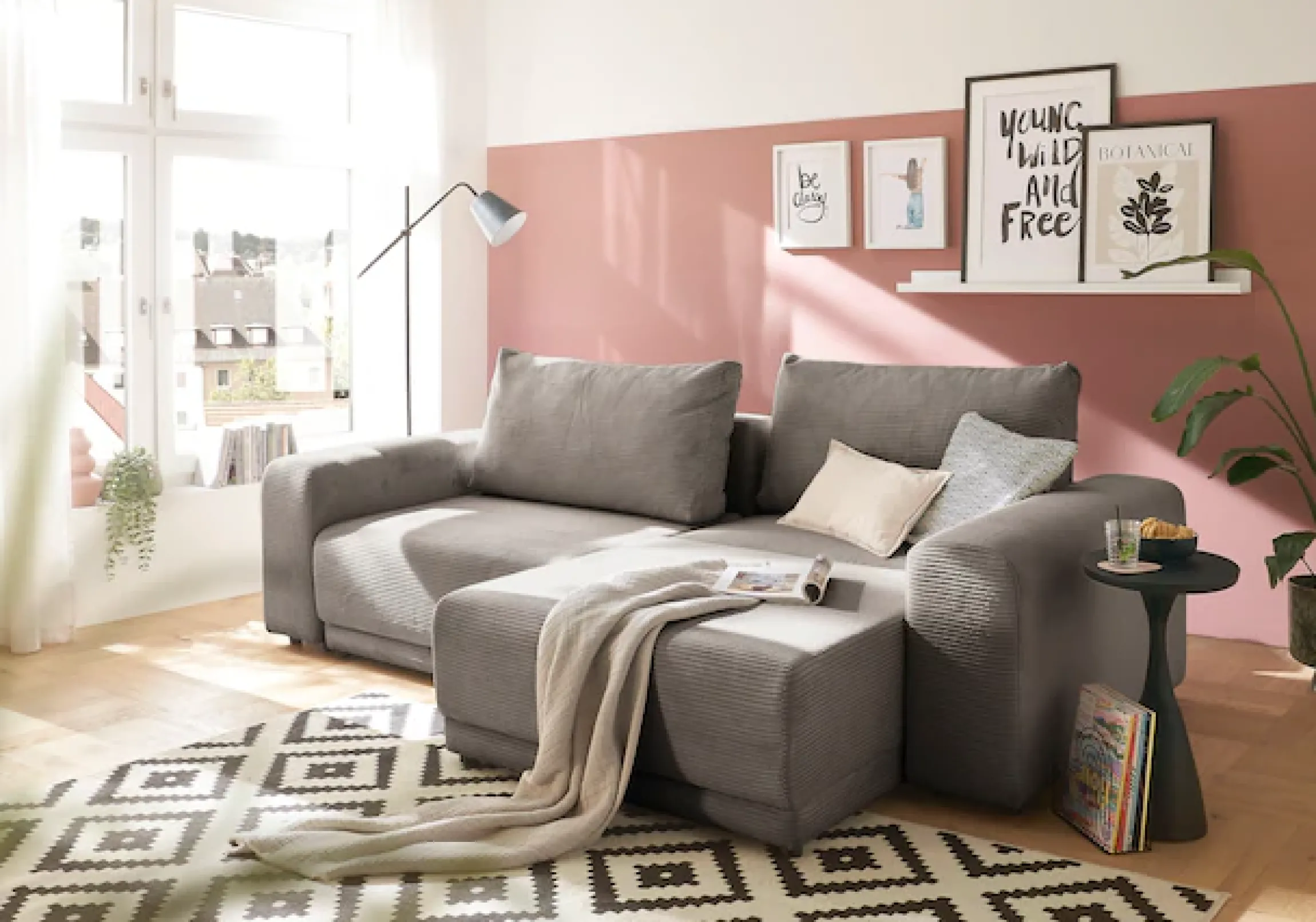 OTTO home Schlafsofa »PHEELIX Cord, mit 3 Funktionen« Elemente einzeln oder gleichzeitig ausziehbar, bequemer Sitzkomfort