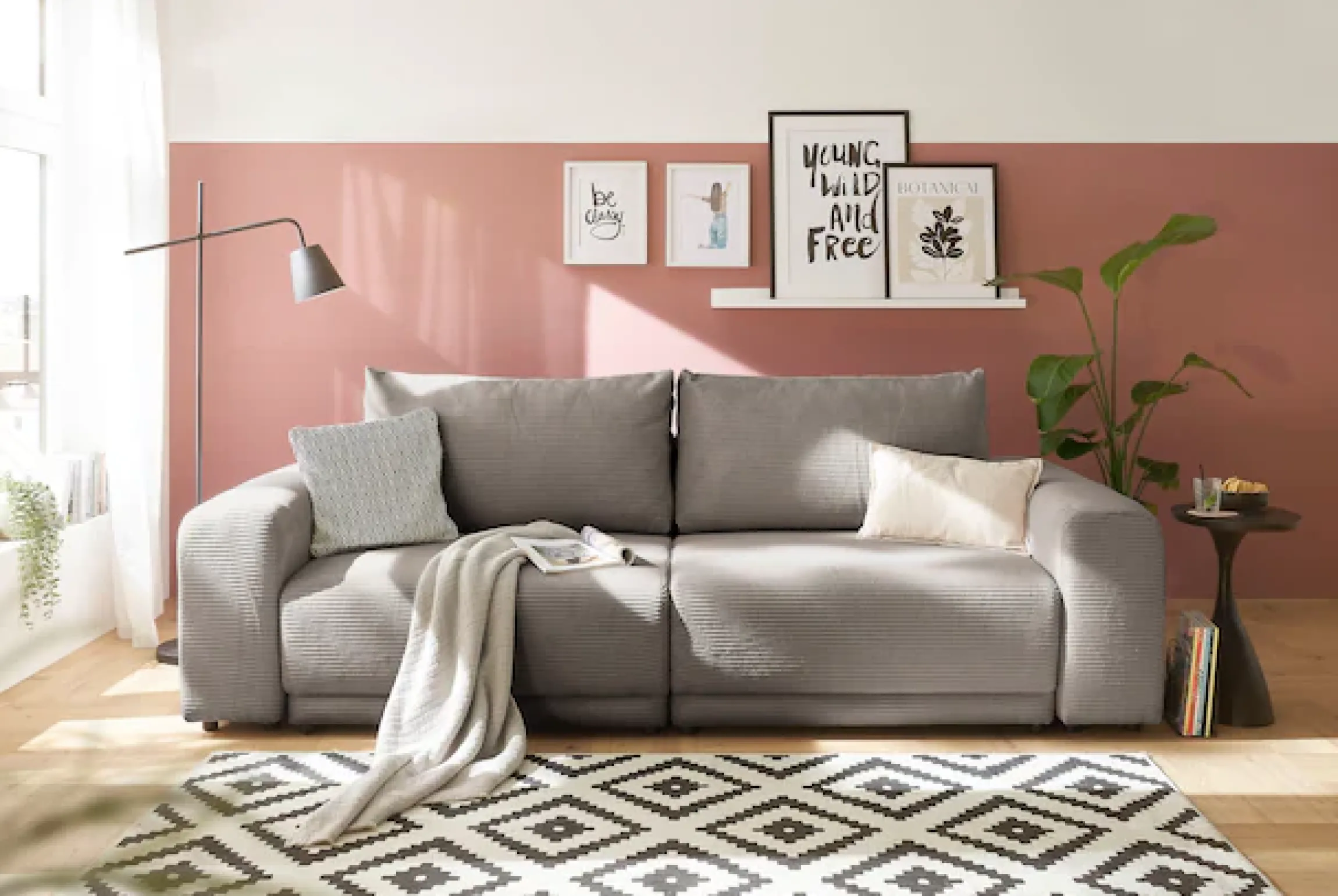 OTTO home Schlafsofa »PHEELIX Cord, mit 3 Funktionen« Elemente einzeln oder gleichzeitig ausziehbar, bequemer Sitzkomfort