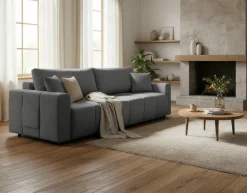 OTTO home Schlafsofa »YLVAA3-Sitzer, 239 cm - OTTO. Verlässliche Qualität.« Schlaffunktion (132/198), Bettkasten, Feinstruktur-Bezug