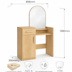 OTTO home Schminktisch »Trympo 1, Kosmetiktisch, Frisiertisch, Schminkkommode, Toilettentisch« Schminktisch mit Spiegel und Stauraum (1 Schublade, 1 Tür)