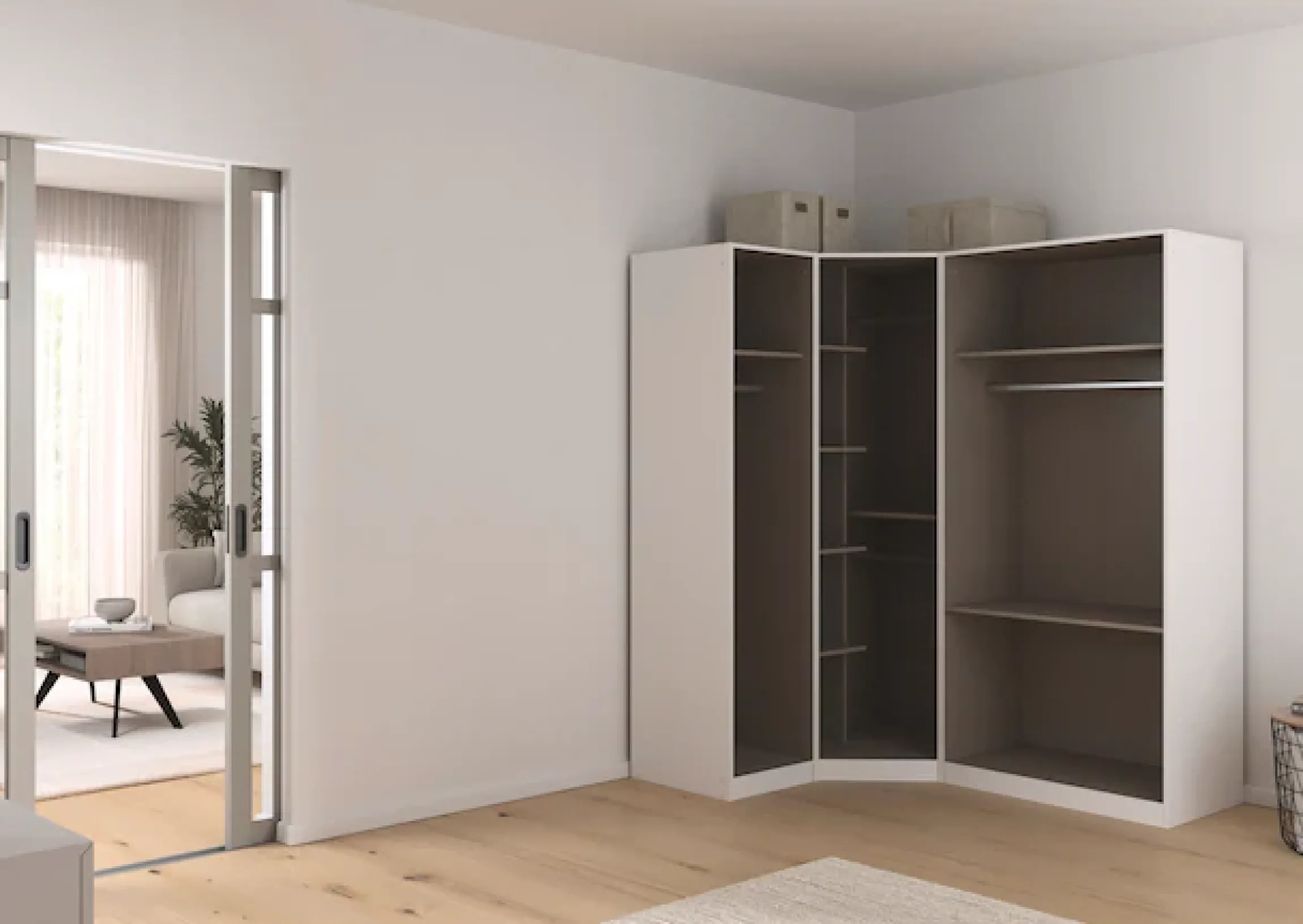 OTTO home Schrank-Set »Mehrzweckschrank Aktenschrank Möbel Mietswohnung Schlafzimmer YLVA« Set, Schenkelmaß: 131x162 cm, Höhe 197 cm, 3 Stk. tlg.