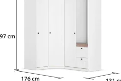 OTTO home Schrank-Set »Mehrzweckschrank Aktenschrank Möbel Mietswohnung Schlafzimmer YLVA« Set, Schenkelmaß: 131x176 cm, Höhe 197 cm, 3 Stk. tlg.