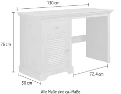 OTTO home Schreibtisch »Ayanna« Massivholz, mit Schublade und Tür, Lamellenfront, Breite 130 cm