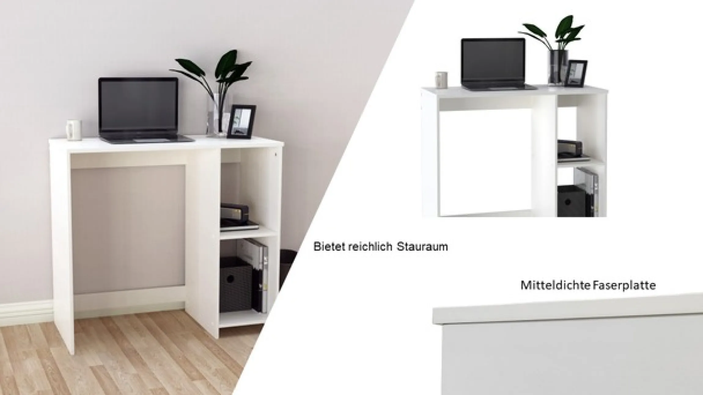 OTTO home Schreibtisch »BAKAR, Laptoptisch, Computertisch,« 2 offene Fächer, platzsparend, Breite 80 x Tiefe 40 cm