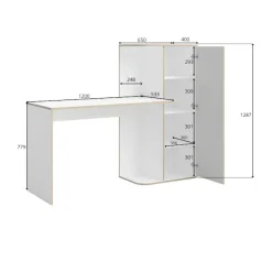 OTTO home Schreibtisch »ELLEETE Computertisch mit viel Stauraum, Maße B/T/H: 160/53,3/128,7 cm« Bürotisch mit 1 Tür und mehreren Regalfächern
