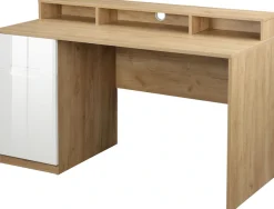 OTTO home Schreibtisch »Lund« Computertisch mit Kabeldurchlass & Schublade,Monitoraufsatz, Hochglanzfronten, Breite 140 cm