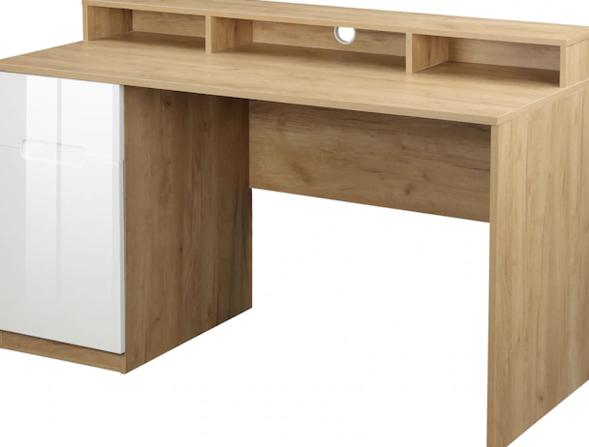 OTTO home Schreibtisch »Lund« Computertisch mit Kabeldurchlass & Schublade,Monitoraufsatz, Hochglanzfronten, Breite 140 cm