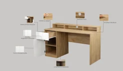 OTTO home Schreibtisch »Lund« Computertisch mit Kabeldurchlass & Schublade,Monitoraufsatz, Hochglanzfronten, Breite 140 cm