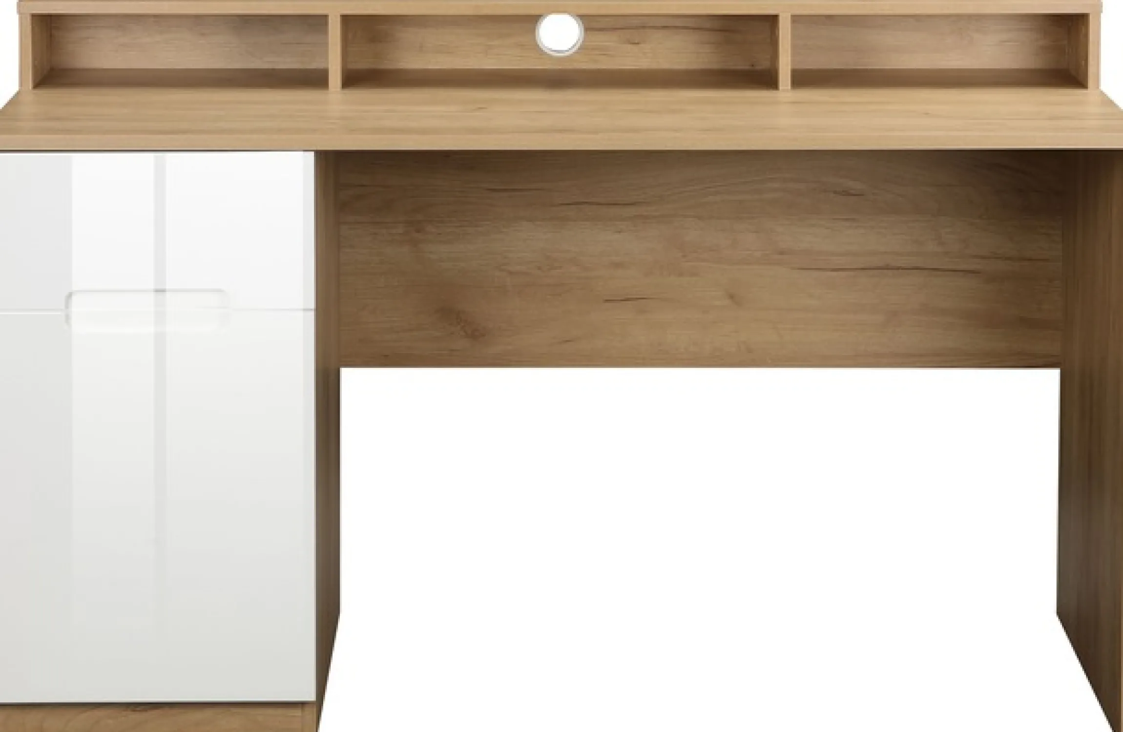OTTO home Schreibtisch »Lund« Computertisch mit Kabeldurchlass & Schublade,Monitoraufsatz, Hochglanzfronten, Breite 140 cm