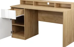 OTTO home Schreibtisch »Lund« Computertisch mit Kabeldurchlass & Schublade,Monitoraufsatz, Hochglanzfronten, Breite 140 cm