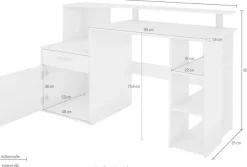 OTTO home Schreibtisch »Luton« Breite 140 cm, Regal-Schreibtisch mit viel Stauraum