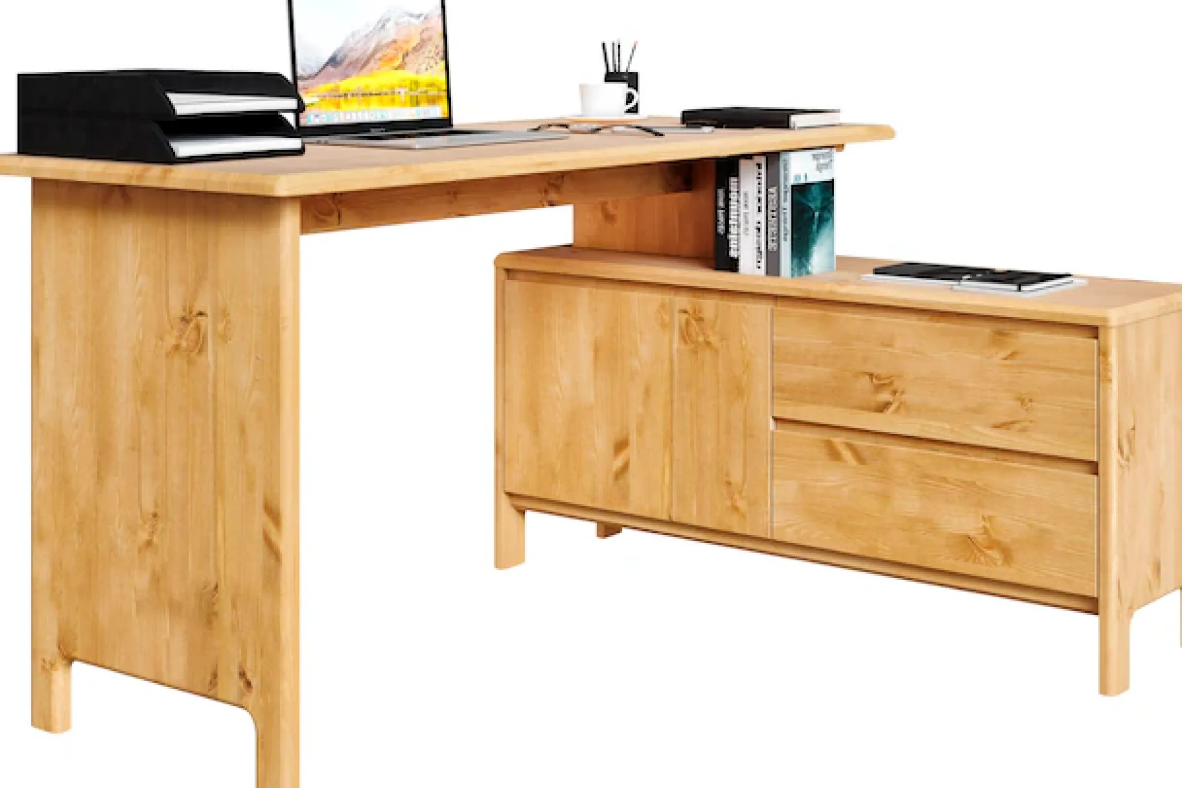 OTTO home Schreibtisch »Luven, aus Massivholz« in 2 Breiten, variable Nutzung als Schreibtisch oder Eckschreibtisch