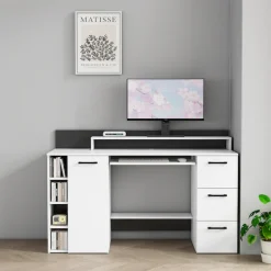 OTTO home Schreibtisch »Moid« mit Schubladen, Tastaturauszug und Monitorablage, Breite 140 cm