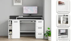 OTTO home Schreibtisch »Moid« mit Schubladen, Tastaturauszug und Monitorablage, Breite 140 cm