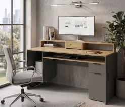 OTTO home Schreibtisch »Peooria Computertisch mit Monitoraufsatz & Towerfach, viel Stauraum« Büroschreibtisch, Gamingtisch mit Schublade, modern, Breite 160 cm