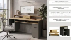 OTTO home Schreibtisch »Peooria Computertisch mit Monitoraufsatz & Towerfach, viel Stauraum« Büroschreibtisch, Gamingtisch mit Schublade, modern, Breite 160 cm