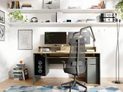 OTTO home Schreibtisch »Peooria Computertisch mit Monitoraufsatz & Towerfach, viel Stauraum« Büroschreibtisch, Gamingtisch mit Schublade, modern, Breite 160 cm