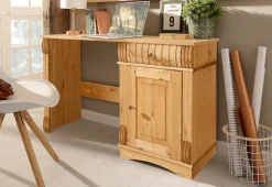 OTTO home Schreibtisch »Teresa« Maße (B/T/H): 120/37/73 cm,Computertisch mit Schublade, Massivholz, Breite 120 cm