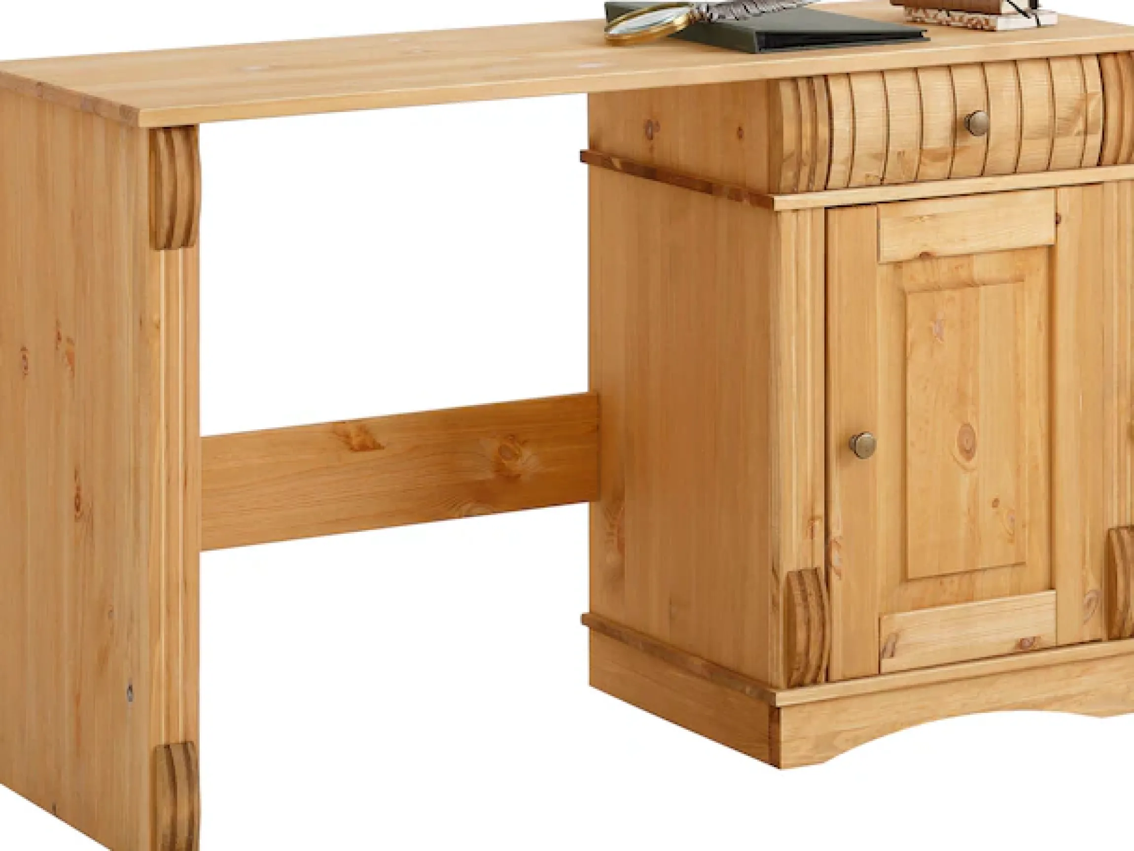 OTTO home Schreibtisch »Teresa« Maße (B/T/H): 120/37/73 cm,Computertisch mit Schublade, Massivholz, Breite 120 cm