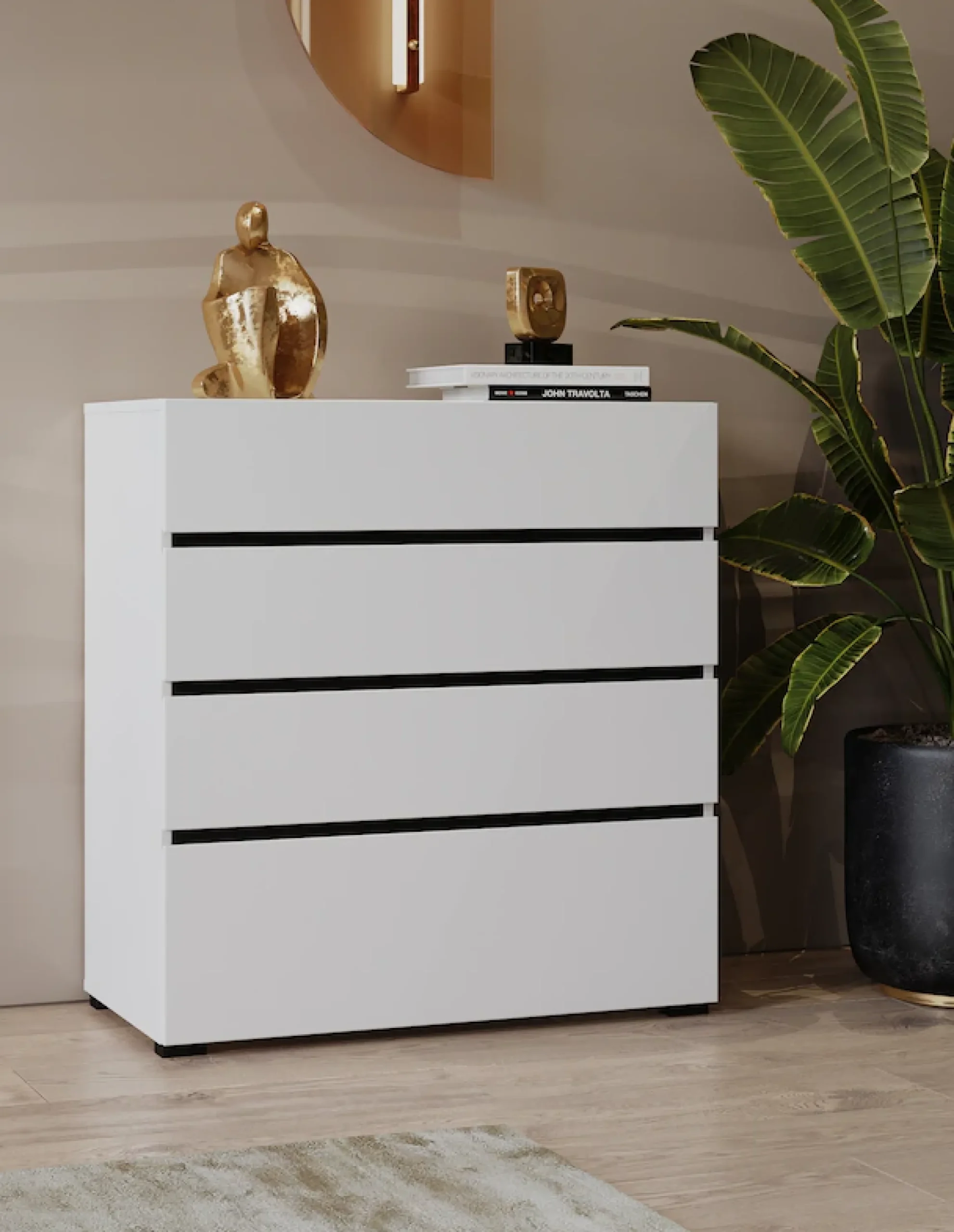 OTTO home Schubkastenkommode »Cross, moderne grifflose Kommode, 80x40x85cm (BxTxH)« Schubladenschrank, Sideboard mit 4 Schubkasten