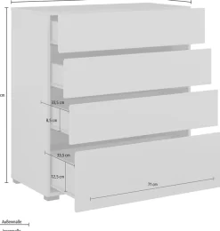 OTTO home Schubkastenkommode »Cross, moderne grifflose Kommode, 80x40x85cm (BxTxH)« Schubladenschrank, Sideboard mit 4 Schubkasten