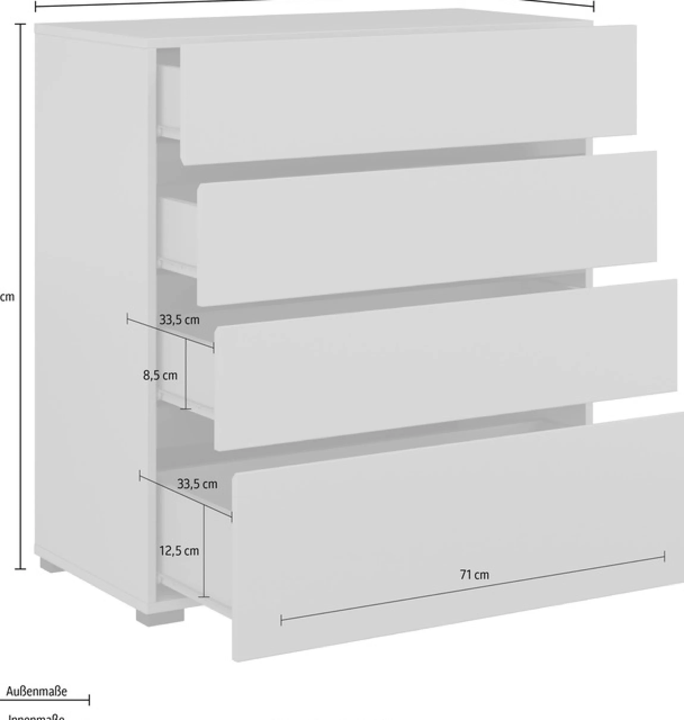 OTTO home Schubkastenkommode »Cross, moderne grifflose Kommode, 80x40x85cm (BxTxH)« Schubladenschrank, Sideboard mit 4 Schubkasten