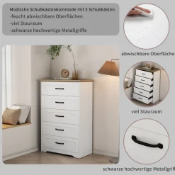 OTTO home Schubkastenkommode »Emmilia Sideboard im Landhaus Design« Kommode mit viel Stauraum im Schlafzimmer,Schubladenschrank Sideboard Wäscheschrank Skandi Design