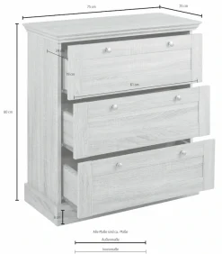 OTTO home Schubkastenkommode »Binz« mit schönen Metallgriffen, 3 Schubladen, Breite 75 cm