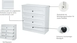 OTTO home Schubkastenkommode »Arrian Landhaus Kommode Weiß | Schubladenkommode« Vielseitig als Schlafzimmer- oder Flurkommode nutzbar