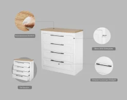 OTTO home Schubkastenkommode »Büsum Schlafzimmer Schrank Wäscheschrank« Sideboard mit 4 Schubladen im Landhaus Design Bestseller