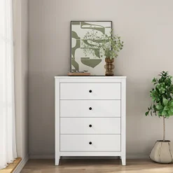 OTTO home Schubkastenkommode »Borkum Sideboard Anrichte mit 6 Schubladen Landhaus weiß« hochwertige schwarze Griffe aus Metall,Kommode Schrank Wäscheschrank mit 4 Schubladen