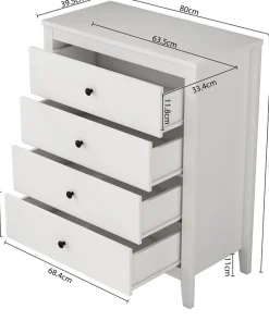 OTTO home Schubkastenkommode »Borkum Sideboard Anrichte mit 6 Schubladen Landhaus weiß« hochwertige schwarze Griffe aus Metall,Kommode Schrank Wäscheschrank mit 4 Schubladen