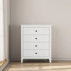 OTTO home Schubkastenkommode »Borkum Sideboard Anrichte mit 6 Schubladen Landhaus weiß« hochwertige schwarze Griffe aus Metall,Kommode Schrank Wäscheschrank mit 4 Schubladen