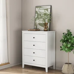 OTTO home Schubkastenkommode »Borkum Sideboard Anrichte mit 6 Schubladen Landhaus weiß« hochwertige schwarze Griffe aus Metall,Kommode Schrank Wäscheschrank mit 4 Schubladen