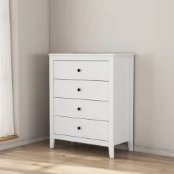 OTTO home Schubkastenkommode »Borkum Sideboard Anrichte mit 6 Schubladen Landhaus weiß« hochwertige schwarze Griffe aus Metall,Kommode Schrank Wäscheschrank mit 4 Schubladen