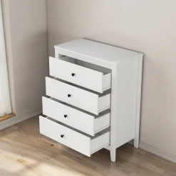 OTTO home Schubkastenkommode »Borkum Sideboard Anrichte mit 6 Schubladen Landhaus weiß« hochwertige schwarze Griffe aus Metall,Kommode Schrank Wäscheschrank mit 4 Schubladen