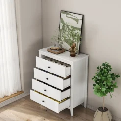 OTTO home Schubkastenkommode »Borkum Sideboard Anrichte mit 6 Schubladen Landhaus weiß« hochwertige schwarze Griffe aus Metall,Kommode Schrank Wäscheschrank mit 4 Schubladen