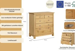 OTTO home Schubkastenkommode »Rauna« aus massiver Kiefer mit 5 Schubladen, Breite 96 cm