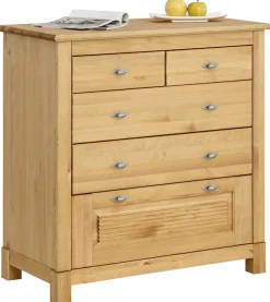 OTTO home Schubkastenkommode »Rauna« aus massiver Kiefer mit 5 Schubladen, Breite 96 cm