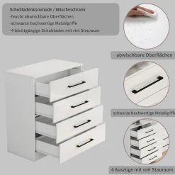 OTTO home Schubkastenkommode »Sylt Schlafzimmerschrank Garderobe Schrank hochglanz« Viel Stauraum im Schlafzimmer mit hochglänzenden Fronten, 1 Stk. tlg. Beistellschrank mit 4 Schubladen