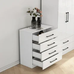 OTTO home Schubkastenkommode »Sylt Schlafzimmerschrank Garderobe Schrank hochglanz« Viel Stauraum im Schlafzimmer mit hochglänzenden Fronten, 1 Stk. tlg. Beistellschrank mit 4 Schubladen