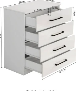 OTTO home Schubkastenkommode »Sylt Schlafzimmerschrank Garderobe Schrank hochglanz« Viel Stauraum im Schlafzimmer mit hochglänzenden Fronten, 1 Stk. tlg. Beistellschrank mit 4 Schubladen