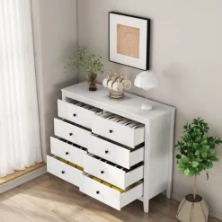 OTTO home Schubkastenkommode »Borkum Sideboard Anrichte mit 6 Schubladen Landhaus weiß« schwarze Griffe aus Metall,Kommode Schrank Wäscheschrank mit 8 Schubladen