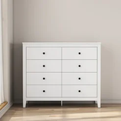 OTTO home Schubkastenkommode »Borkum Sideboard Anrichte mit 6 Schubladen Landhaus weiß« schwarze Griffe aus Metall,Kommode Schrank Wäscheschrank mit 8 Schubladen
