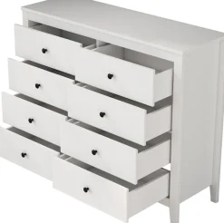 OTTO home Schubkastenkommode »Borkum Sideboard Anrichte mit 6 Schubladen Landhaus weiß« schwarze Griffe aus Metall,Kommode Schrank Wäscheschrank mit 8 Schubladen