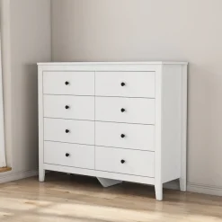 OTTO home Schubkastenkommode »Borkum Sideboard Anrichte mit 6 Schubladen Landhaus weiß« schwarze Griffe aus Metall,Kommode Schrank Wäscheschrank mit 8 Schubladen