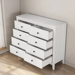 OTTO home Schubkastenkommode »Borkum Sideboard Anrichte mit 6 Schubladen Landhaus weiß« schwarze Griffe aus Metall,Kommode Schrank Wäscheschrank mit 8 Schubladen