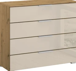 OTTO home Schubkastenkommode »Kommode Sideboard Schubladenkommode Schlafzimmerkommode KOLUNA« Breite 80 cm mit hochwertiger Glasfront,vier große und geräumige Schubladen mit viel Stauraum MADE IN GERMANY