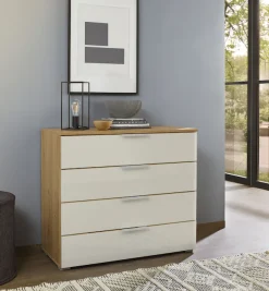OTTO home Schubkastenkommode »Kommode Sideboard Schubladenkommode Schlafzimmerkommode KOLUNA« Breite 80 cm mit hochwertiger Glasfront,vier große und geräumige Schubladen mit viel Stauraum MADE IN GERMANY